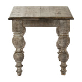 Hill Interiors Wooden Square Side Table 60cm in brown, with a plank-effect top and ornate turned legs, shown on a plain white background.