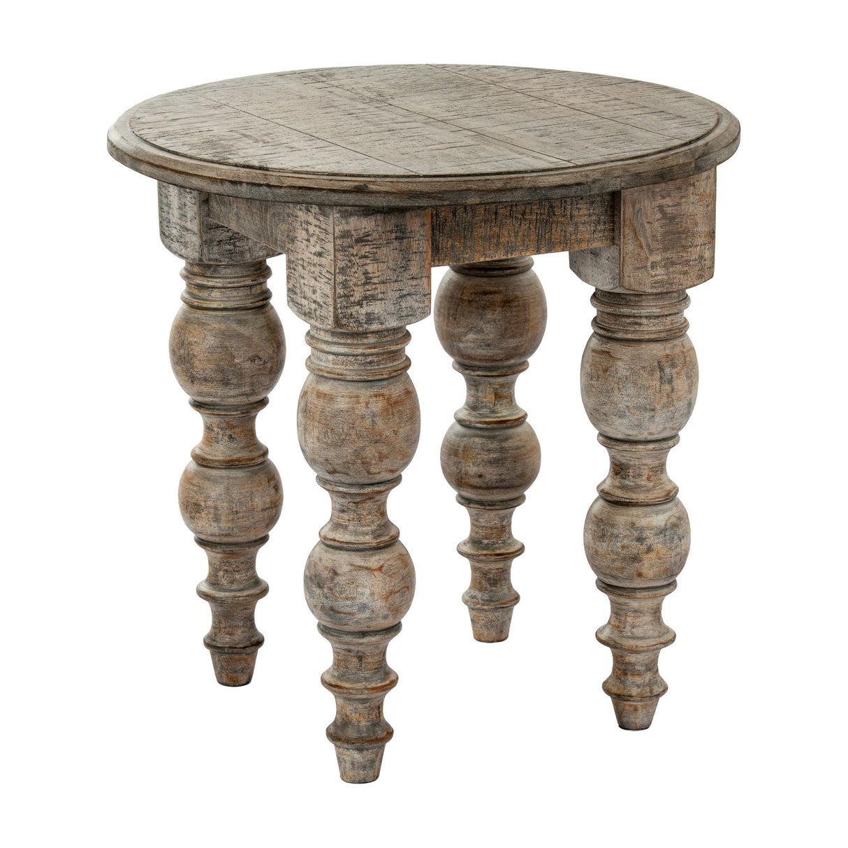 Wooden Round Side Table – Brown
