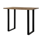Live Edge Light Acacia Bar Table with Black Metal Legs – Black