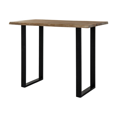Hill Interiors Live Edge Light Acacia Bar Table with a natural-edge wood top on black metal U-shaped legs, shown on a plain white background.
