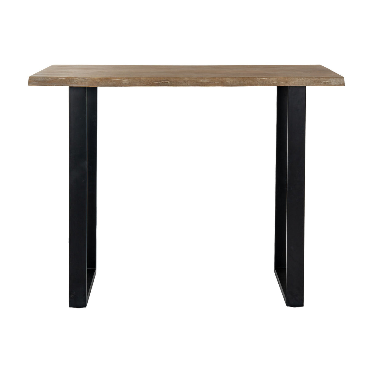 Live Edge Light Acacia Bar Table with Black Metal Legs – Black