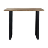 Live Edge Light Acacia Bar Table with Black Metal Legs – Black