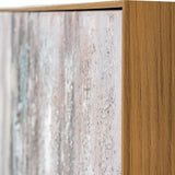 Close-up corner detail of Hill Interiors hand painted canvas wall art showing brushed brown and sandy tones set within a slim wooden frame.