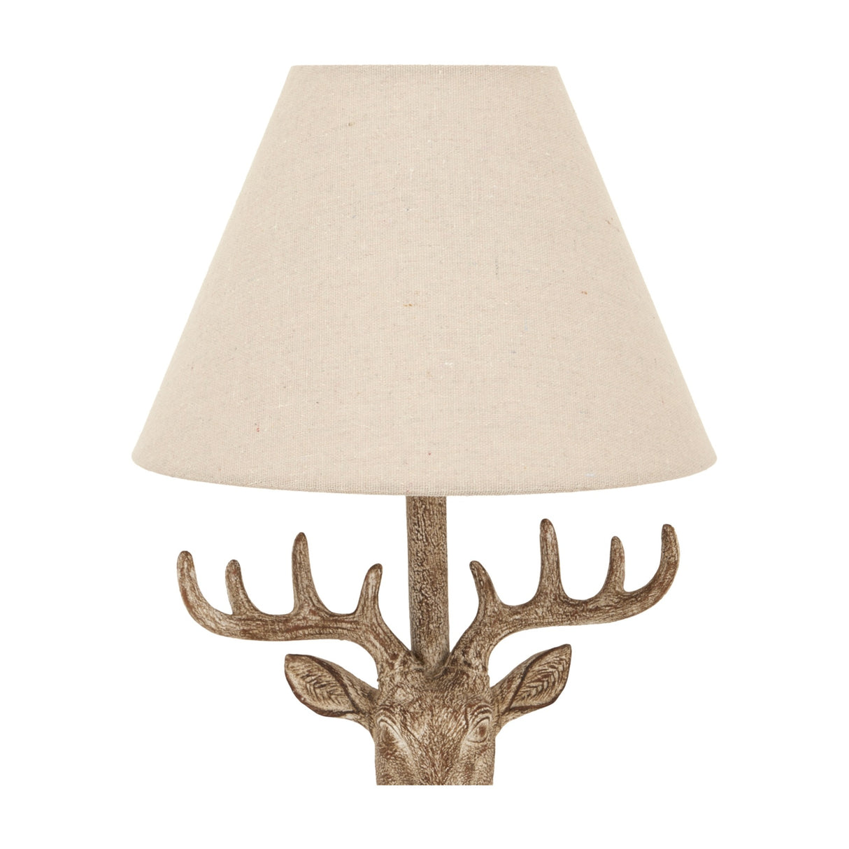 Stag Head Table Lamp with Linen Shade – Brown