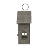 Rustic Metal Hanging House Tealight Holder with Glass Votive – Brown