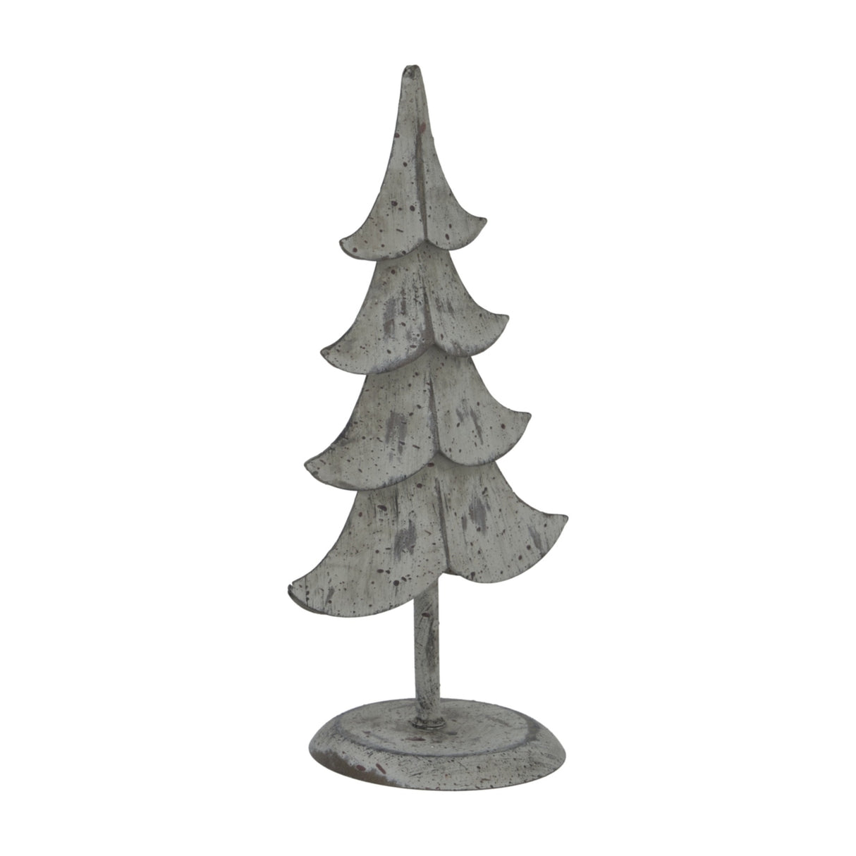 Hill Interiors Rustic Metal Standing Tree in weathered brown, with tiered branches on a round base, shown against a plain white background.