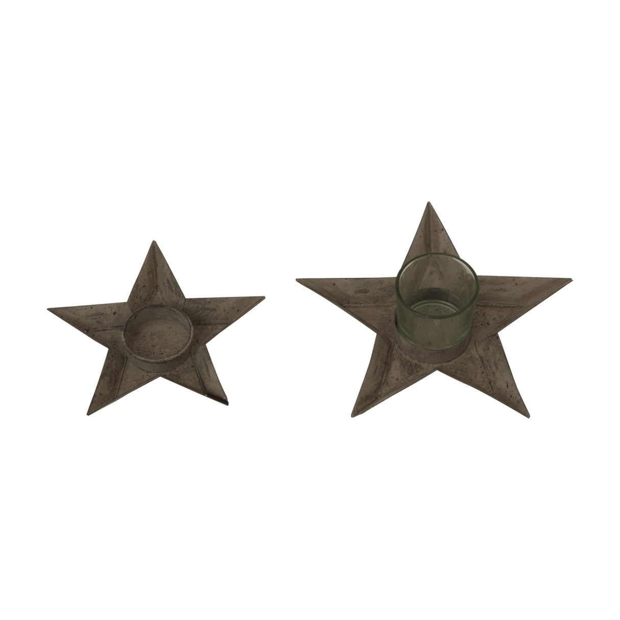 Rustic Metal Star Tealight Holder – Brown