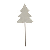 Hill Interiors Rustic Metal Tree on Stand in white, a slim weathered Christmas tree decoration on a narrow base, shown against a plain white background.