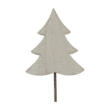Hill Interiors Rustic Metal Tree on Stand in white, a slim tiered Christmas decoration with a weathered finish, shown on a white background.