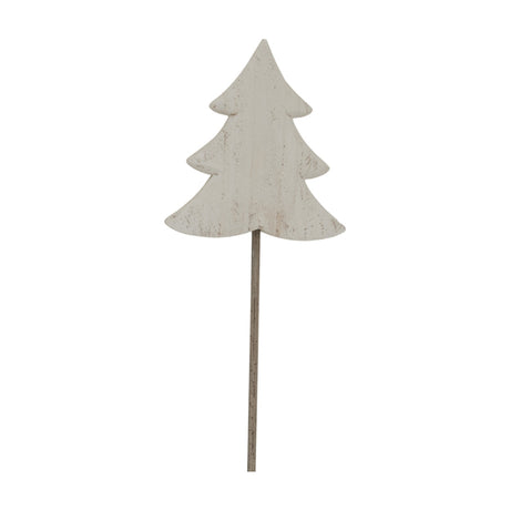 Hill Interiors Large Rustic Tree on Stand in white, a metal Christmas decoration with a tiered tree shape and worn painted finish, shown on a plain background.
