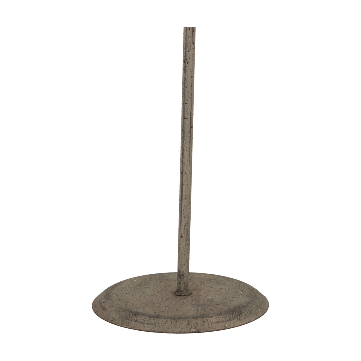 Hill Interiors Large Rustic Tree on Stand in white metal, close view of the round base and slim stem with a lightly worn finish, on a white background.