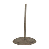 Hill Interiors Large Rustic Tree on Stand in white metal, close view of the round base and slim stem with a lightly worn finish, on a white background.