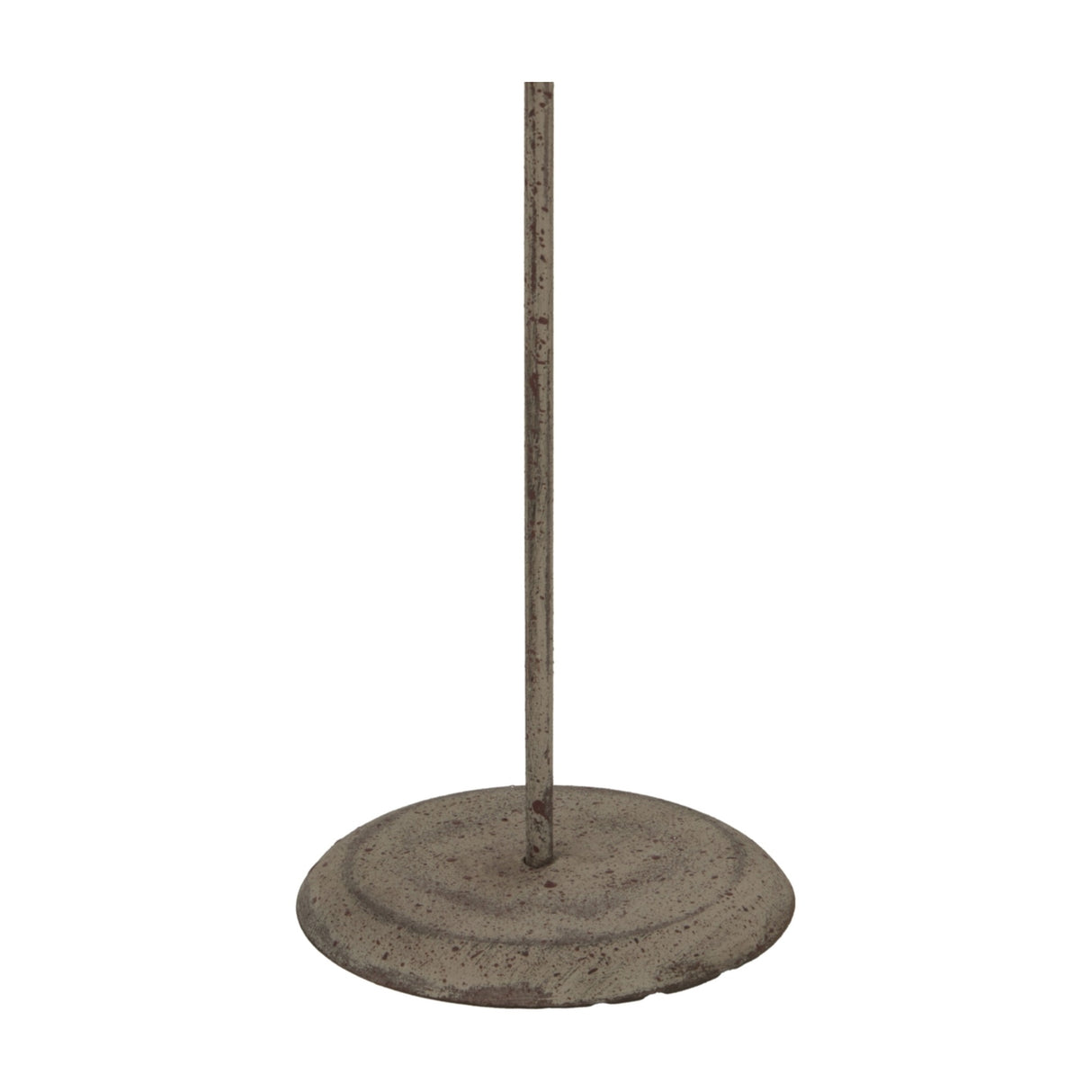 Base of the Hill Interiors Rustic Angel on Stand metal figure, showing the round weathered white disc base and slim upright rod against a plain background.