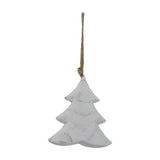 Hill Interiors Rustic Hanging Wooden Tree in a whitewashed finish with visible grain, suspended from a jute rope loop against a plain white background.