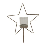 Large Rustic Star on Wood Stand with Glass Votive – Brown