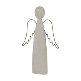 Hill Interiors Large Rustic Standing Angel Figure in white washed metal with a tapered body, round head and wire wings, shown on a plain background.