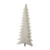 Hill Interiors Tall Metal Tree On Stand in white with a slim layered branch silhouette and whitewashed finish, shown against a plain white background.