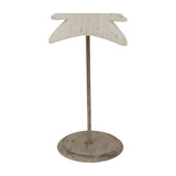 Hill Interiors Tall Metal Tree On Stand in white, showing the whitewashed layered branch top on a slim rod with rounded metal base against a plain background.