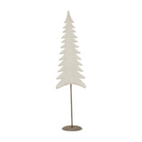 Hill Interiors Large Tall Tree on Stand in white, a slender metal fir-shaped decoration with weathered finish on a round base, shown against a plain background.