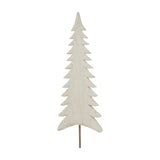 Hill Interiors Large Tall Tree on Stand in white, a slender metal faux fir tree with a weathered finish mounted on a thin rod, shown on a white background.