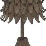 Hill Interiors Medium Rustic Decorative Tree with layered leaf-like branches in a weathered silver metal finish, shown on a plain white background.