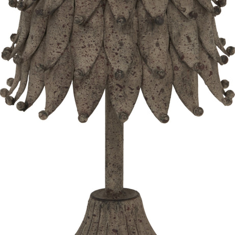 Hill Interiors Medium Rustic Decorative Tree with layered leaf-like branches in a weathered silver metal finish, shown on a plain white background.