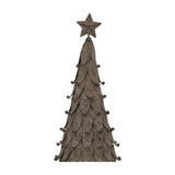 Hill Interiors medium rustic decorative metal Christmas tree in a soft silver finish, with layered leaf-like tiers and a star topper, on a white background.