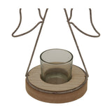Rustic Angel Outline Tealight Holder on Stand with Glass Votive – Brown