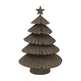 Hill Interiors Large Rustic Metal Layered Tree with tiered scalloped branches in a weathered silver finish, topped with a star, on a white background.