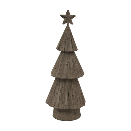 Hill Interiors Rustic Bough Tree With Star in white metal, a tiered cone-shaped Christmas decoration topped with an open star, on a plain background.