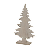Hill Interiors Natural Rustic Wooden Tree on Stand in beige, a small carved pine silhouette on a square wood base, shown against a plain white background.