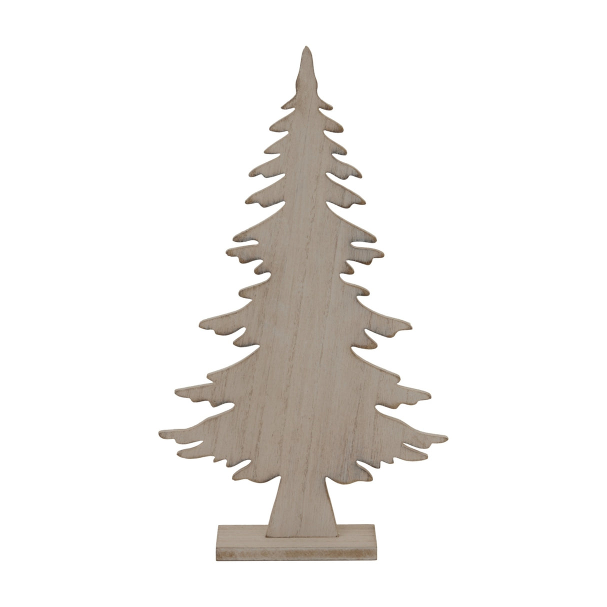 Hill Interiors Medium Natural Rustic Wooden Tree on Stand, a carved pine silhouette with visible grain on a small rectangular base.