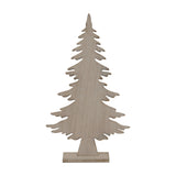 Hill Interiors Medium Natural Rustic Wooden Tree on Stand, a carved pine silhouette with visible grain on a small rectangular base.