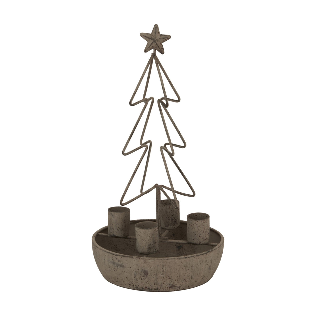 Rustic Tree and Star Outline Metal Candle Holders – Bronze