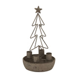 Rustic Tree and Star Outline Metal Candle Holders – Bronze