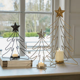 Rustic Tree and Star Outline Metal Candle Holders – Bronze