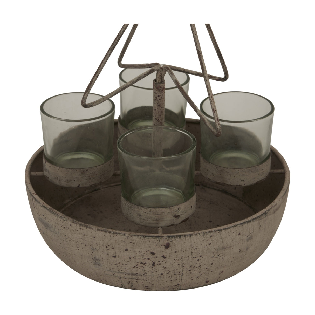 Rustic Outline Tree and Star Four-Glass Candle Holder – Bronze