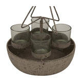 Rustic Outline Tree and Star Four-Glass Candle Holder – Bronze