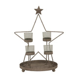 Rustic Outline Star With Four Glass Holders – Bronze
