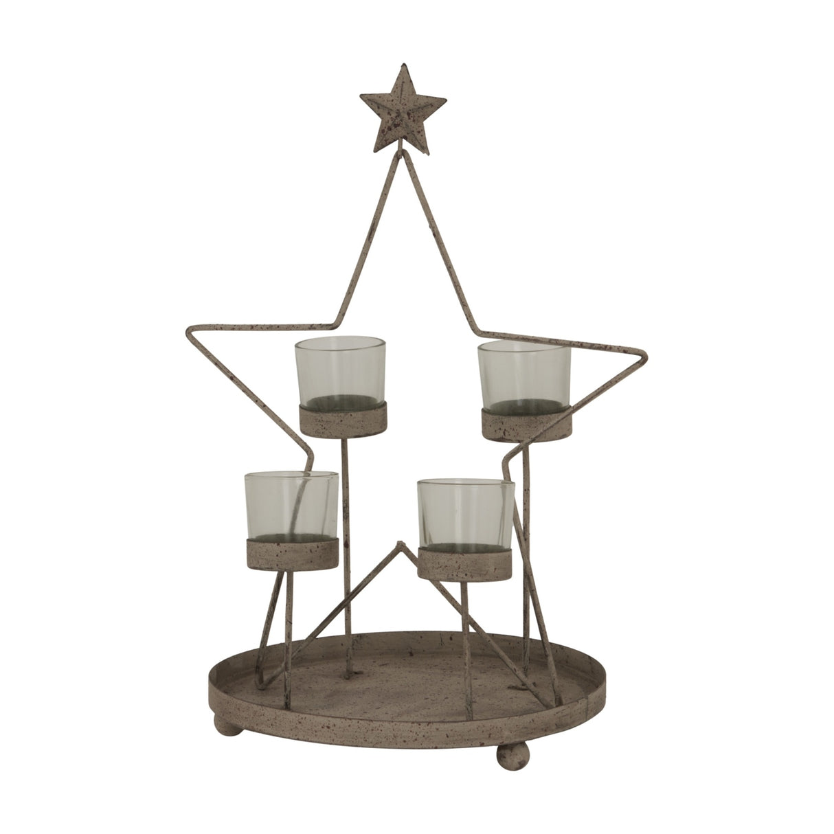 Rustic Outline Star With Four Glass Holders – Bronze