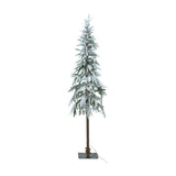 Hill Interiors Large Snowy Woodland 180cm pre-lit Christmas tree with slim flocked branches, 350 warm LEDs and a bare trunk, on a plain white background.