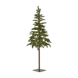 Hill Interiors Medium Woodland 120cm faux Christmas tree with layered green plastic branches, 200 pre-fitted warm LEDs and slim trunk on a square base.