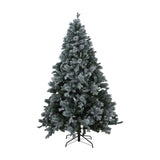 Hill Interiors Snowy Forest Fir 210cm artificial Christmas tree with frosted green branches and metal stand, shown unlit on a plain white background.