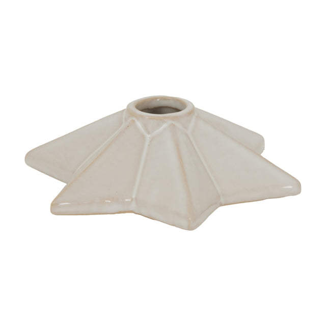Hill Interiors ceramic angled star candle holder in white with a glazed five-point form and central recess, shown on a plain white background.