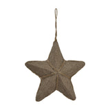 Hill Interiors Medium Jute Hanging Star in brown, a woven five-point star ornament with twine loop and outlined edges, shown on a white background.