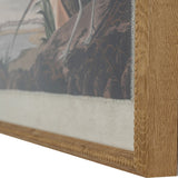 Close-up of the Hill Interiors Curlews On Linen Print showing the beaded wooden frame, glass front and warm brown detail on linen-effect background.