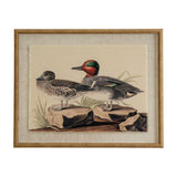 Flora & Fauna Print on Linen in Beaded Frame – Brown