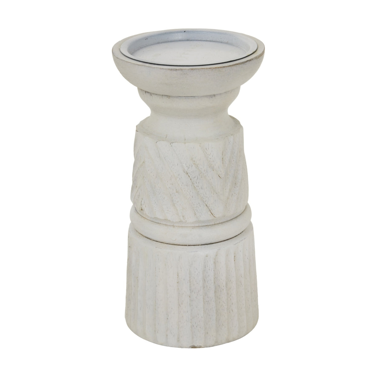 White Wooden Candle Holder – White