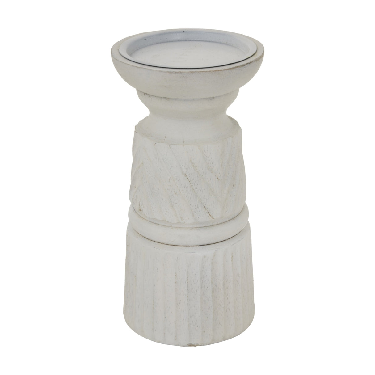 White Wooden Candle Holder – White