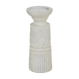 Medium White Wooden Candle Holder – White